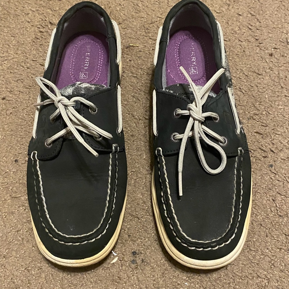 Womens Sperry Top-Sider Intrepid Black Silver Boat Shoes Size 7.5 - Picture 5 of 6